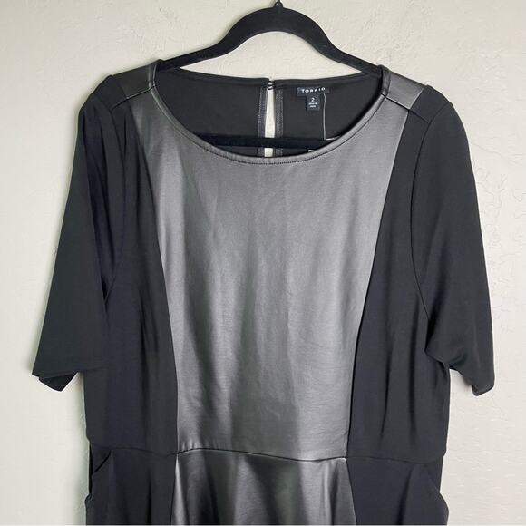 Torrid Black Faux Leather Dress Skater Dress Luxe Ponte Coated Black 2X NWT - Picture 10 of 16